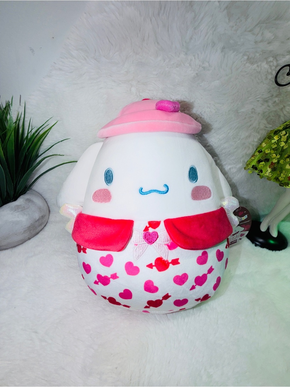 NWT Squishmallows White Pink Red Heart Print Plush Girlhoodcore Girl Toy 💝